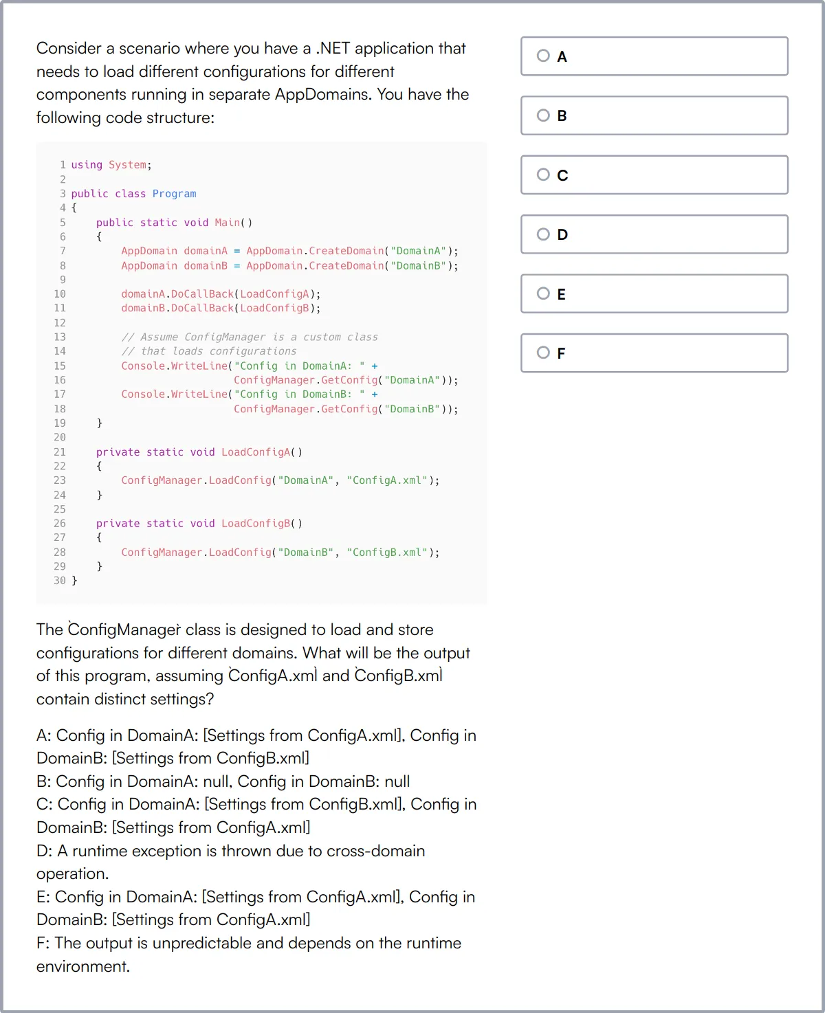 .NET Online Test sample question