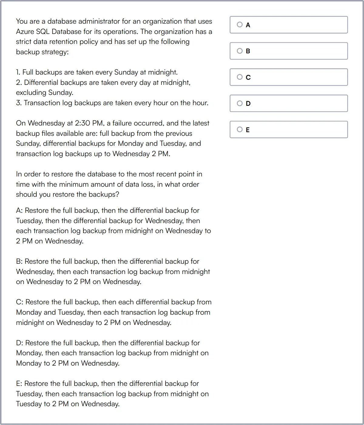 Microsoft Azure Online Test sample question