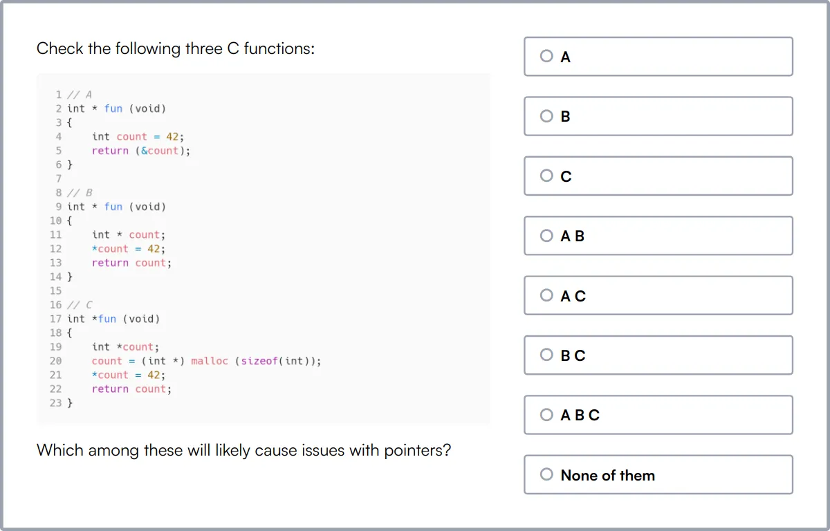 C Online Test sample question