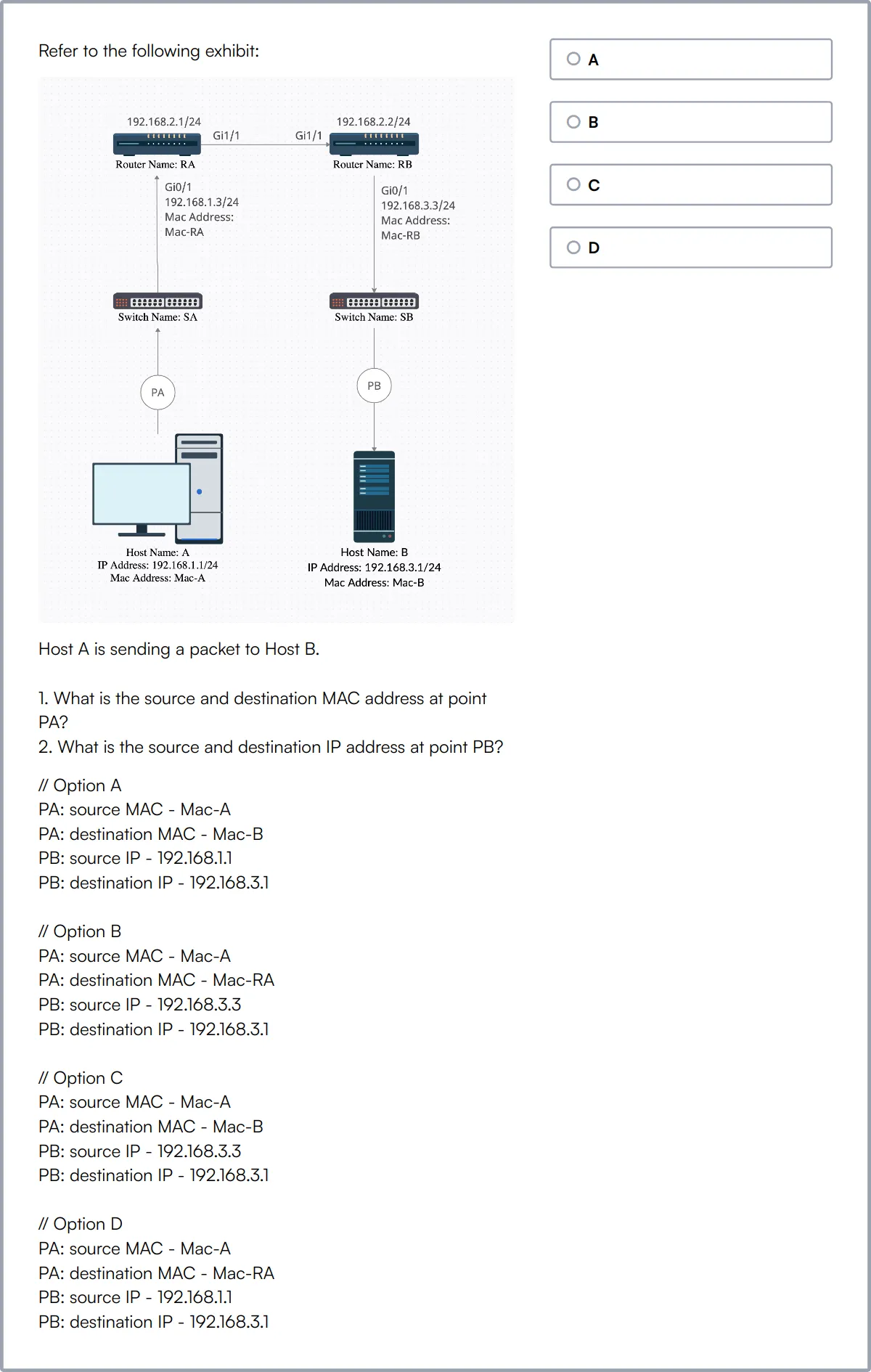 Network Engineer Online Test sample question