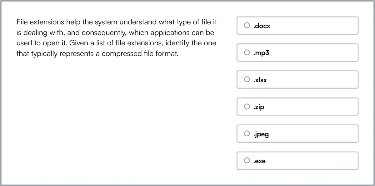 Basic Computer Skills Test sample question