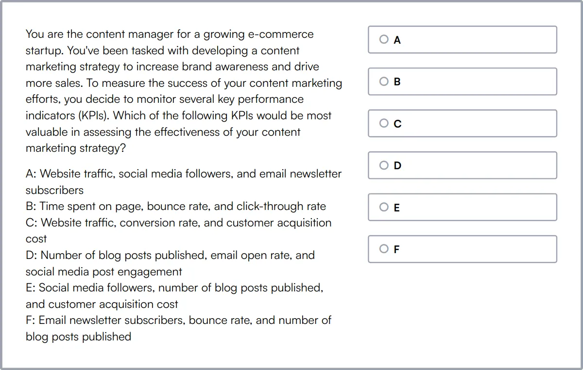 Digital Marketing Test sample question