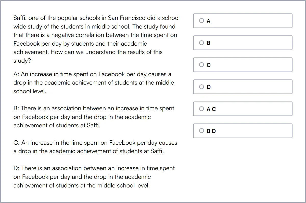 Data Analysis Test sample question