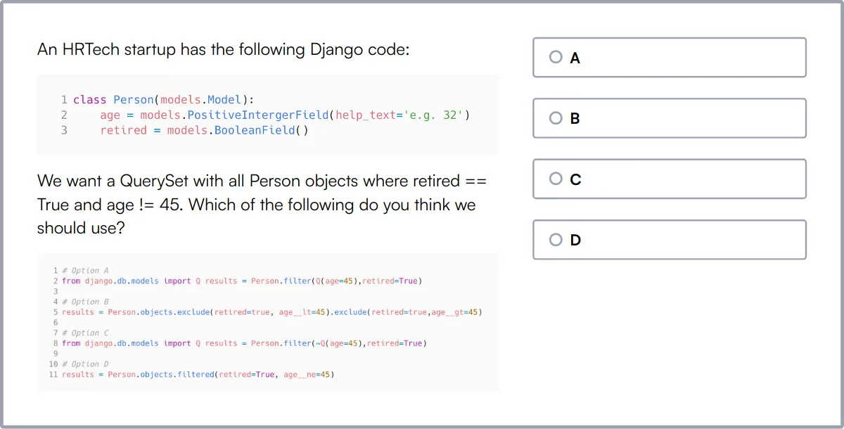 Django Online Test sample question