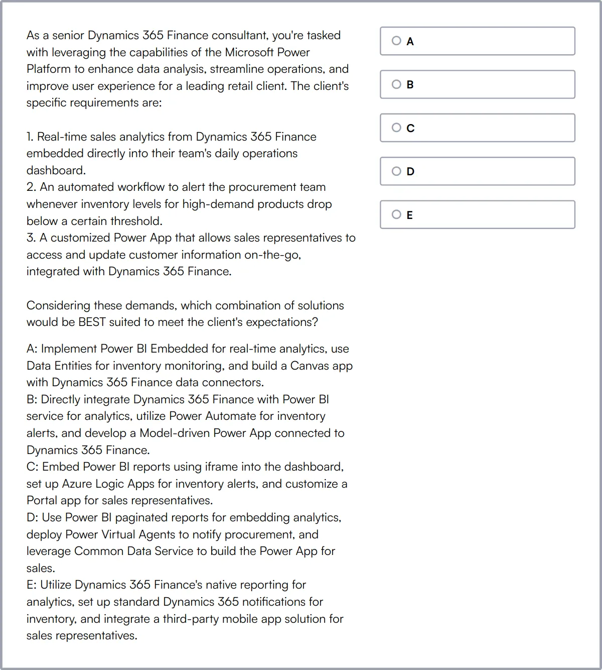 Microsoft Dynamics 365 Finance Functional Consultant Test sample question