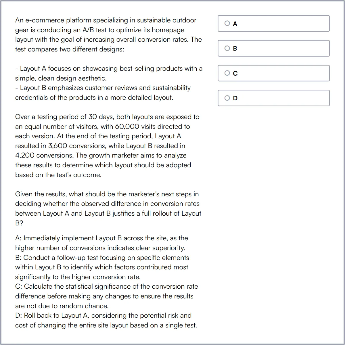 Growth Marketing Test sample question