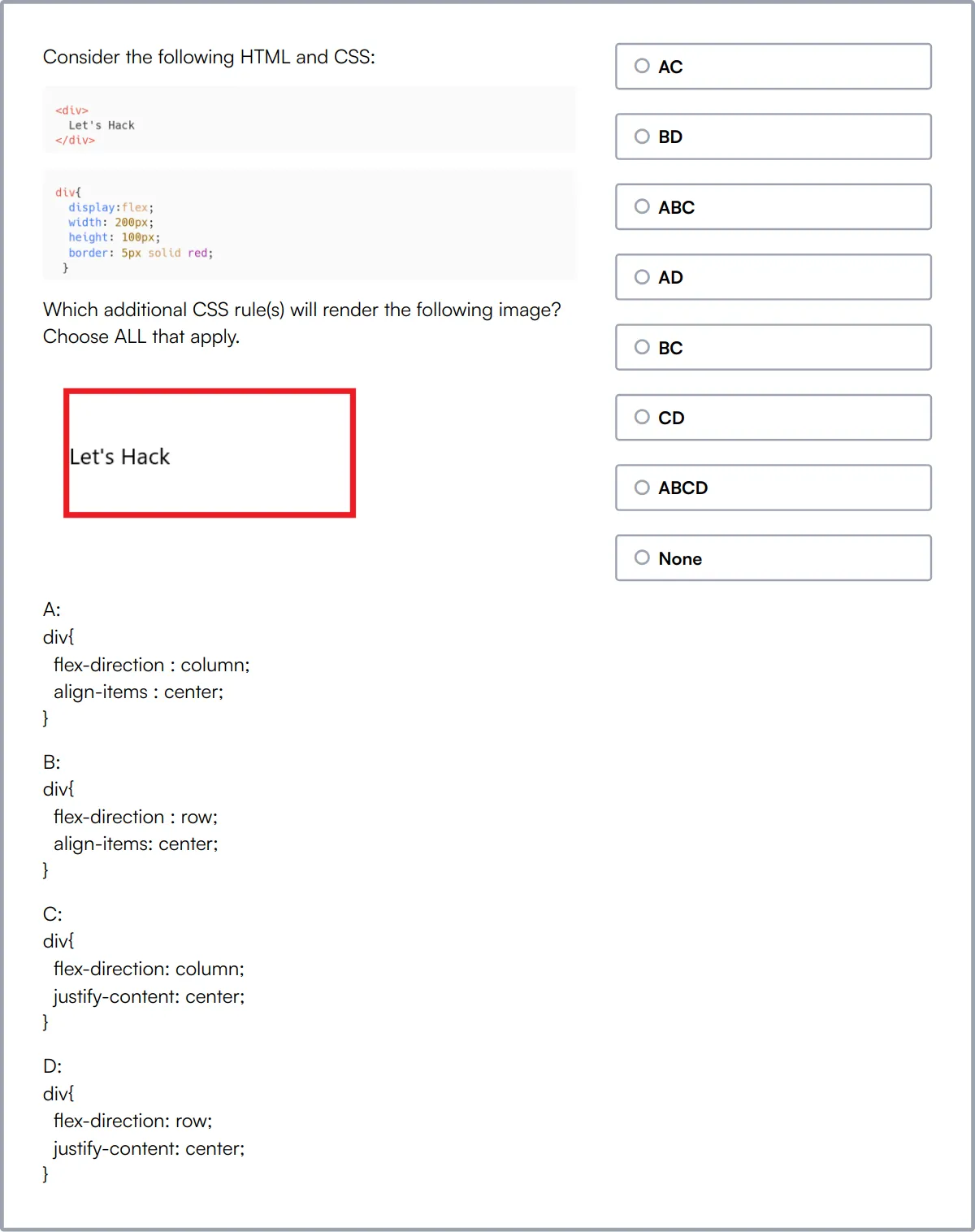 Angular Online Test sample question