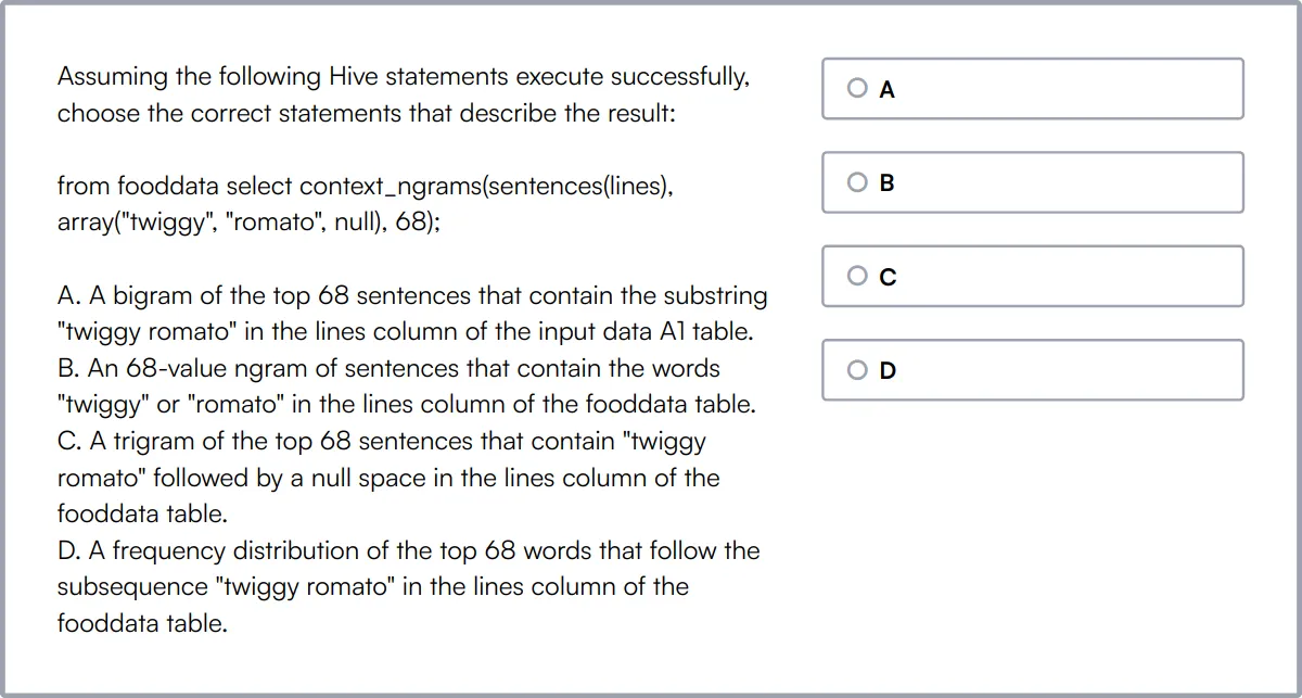 Hadoop Online Test sample question