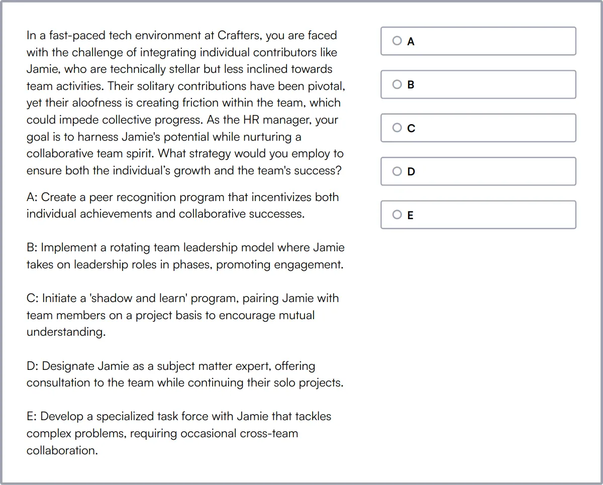 HR Test sample question