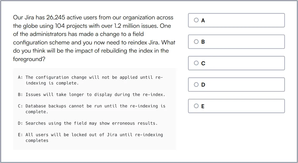 Jira Online Test sample question