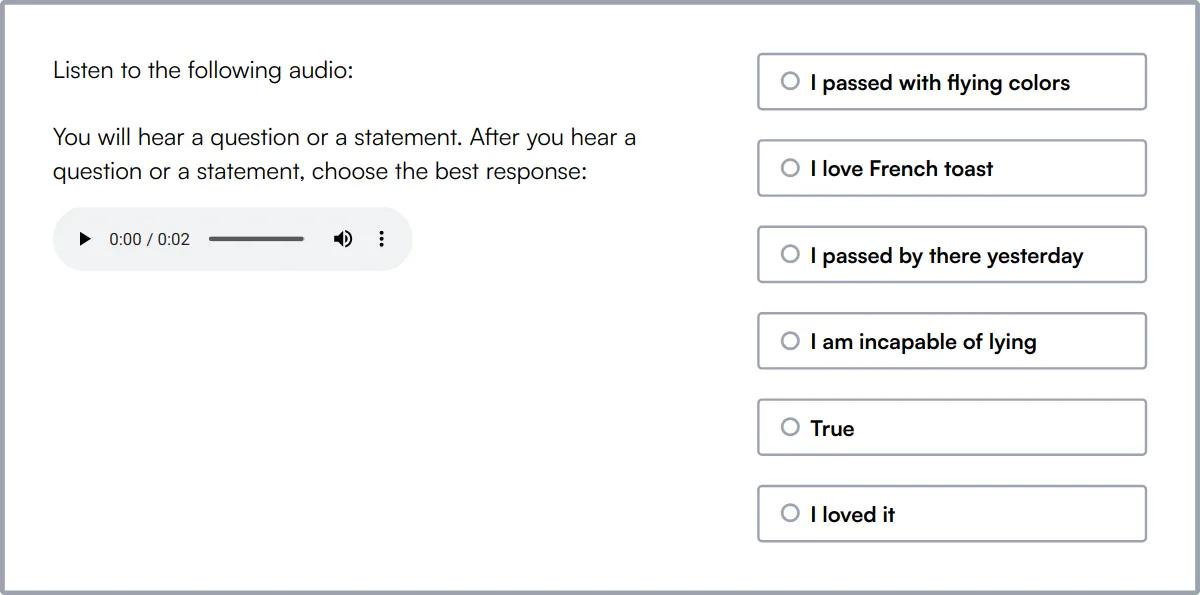 Listening Comprehension Test sample question