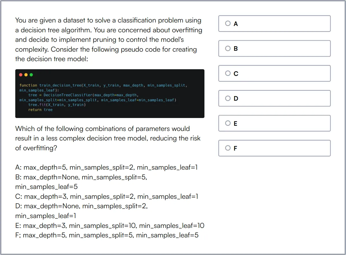 Deep Learning Online Test sample question