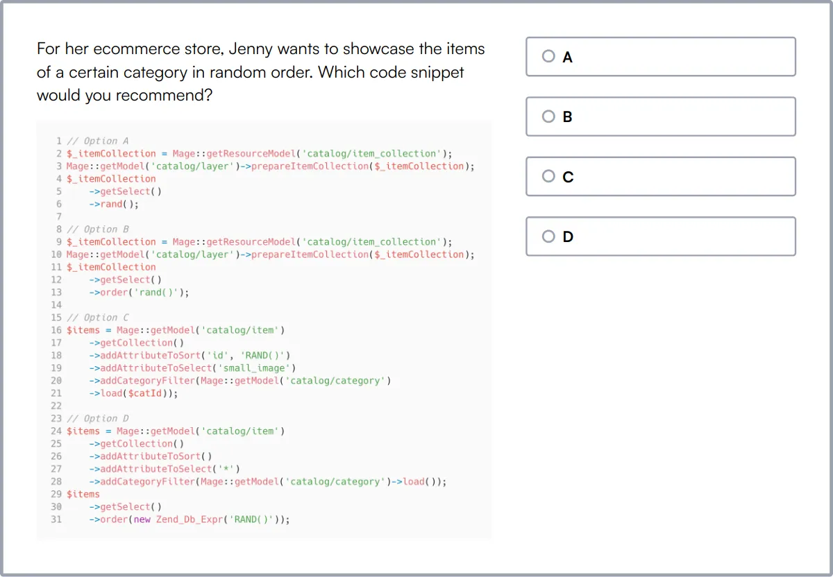 Magento Online Test sample question