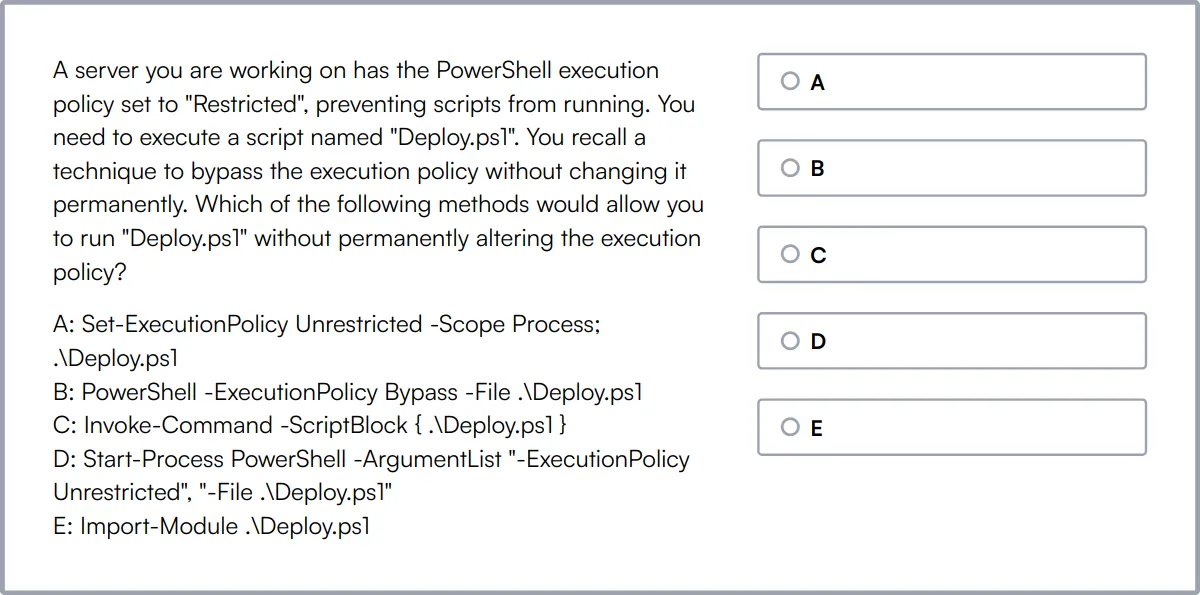 PowerShell Online Test sample question