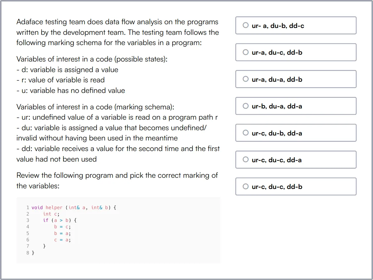 Manual Testing Online Test sample question