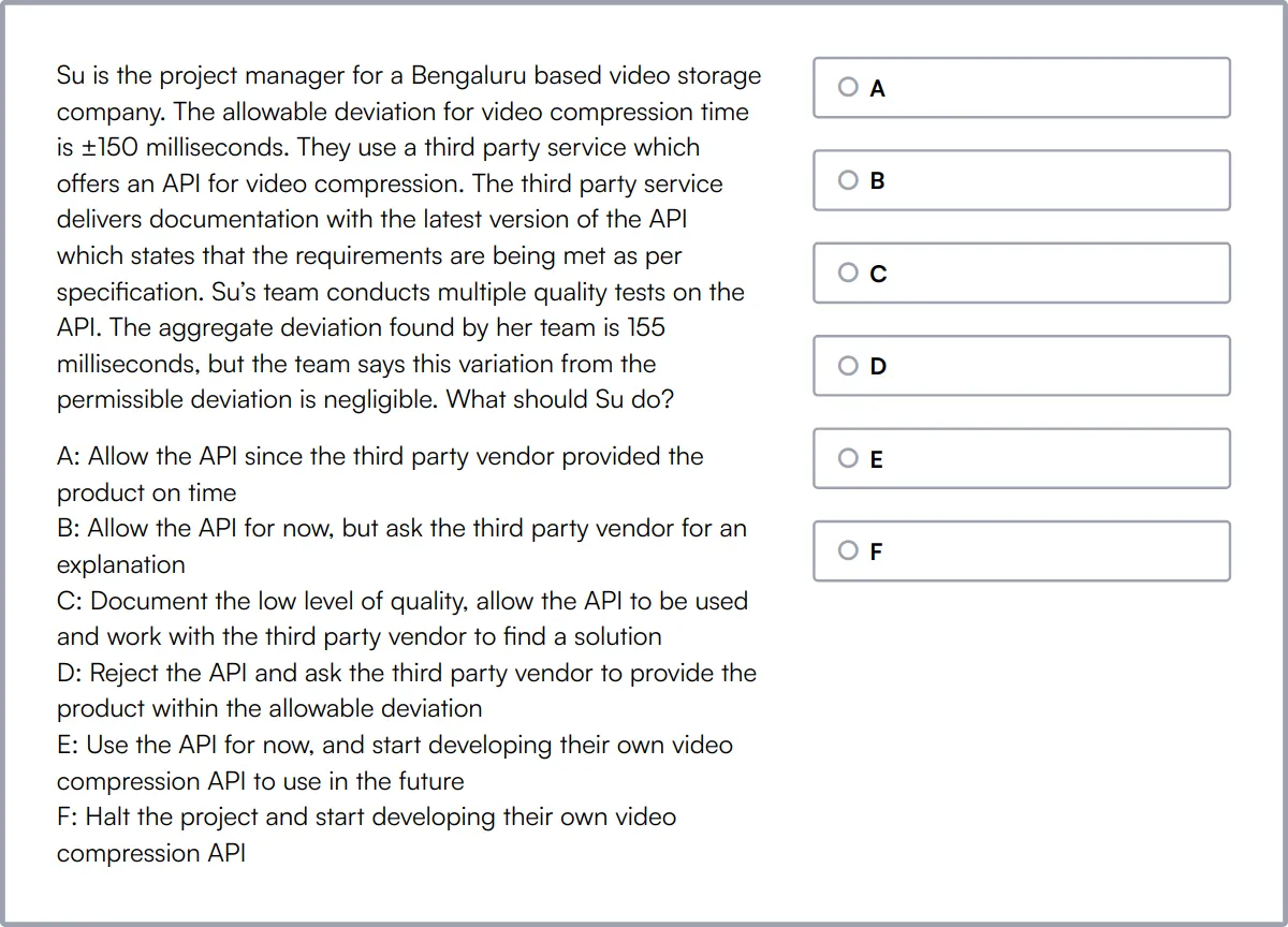 Project Management Test sample question