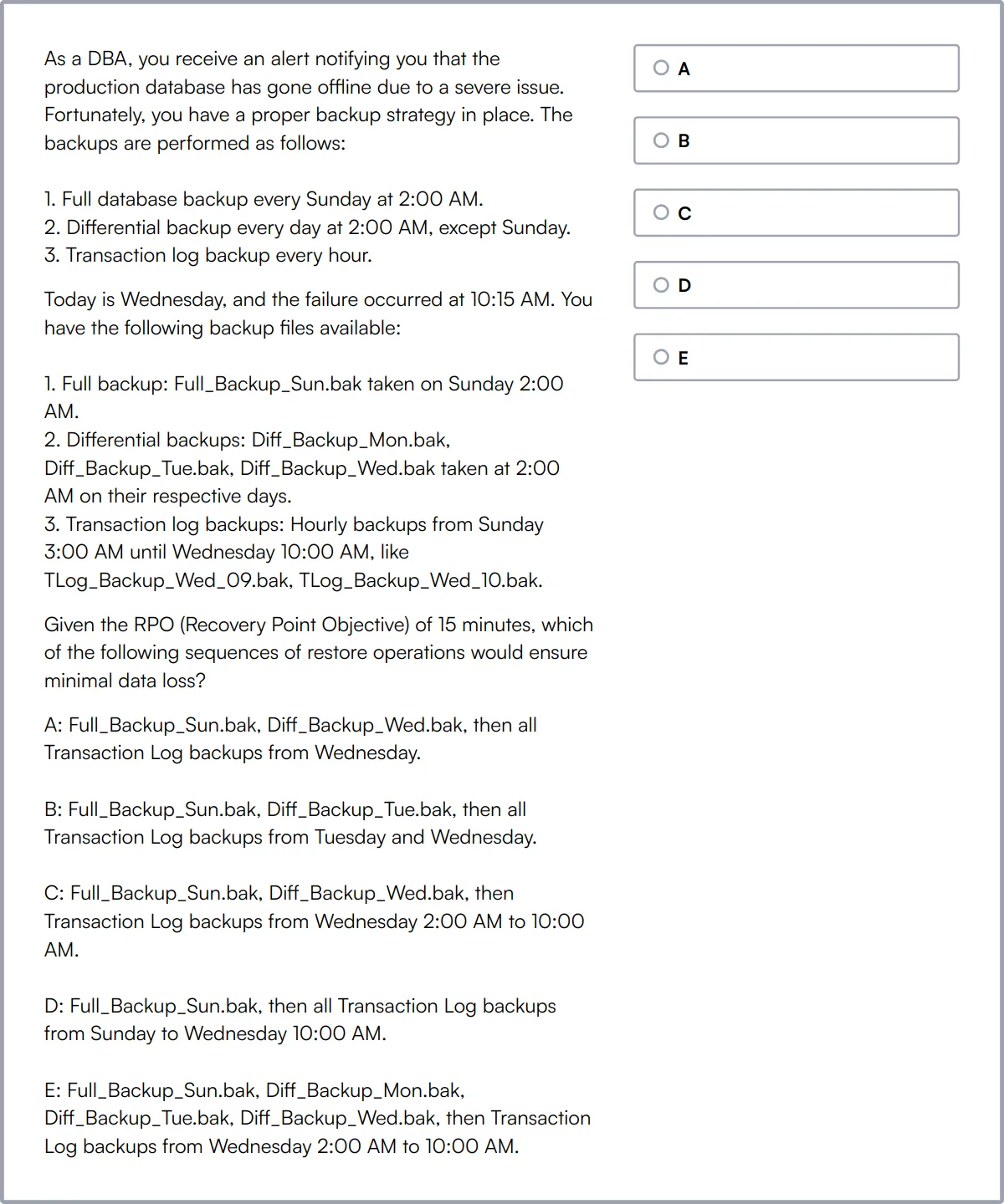 MS SQL Server Online Test sample question