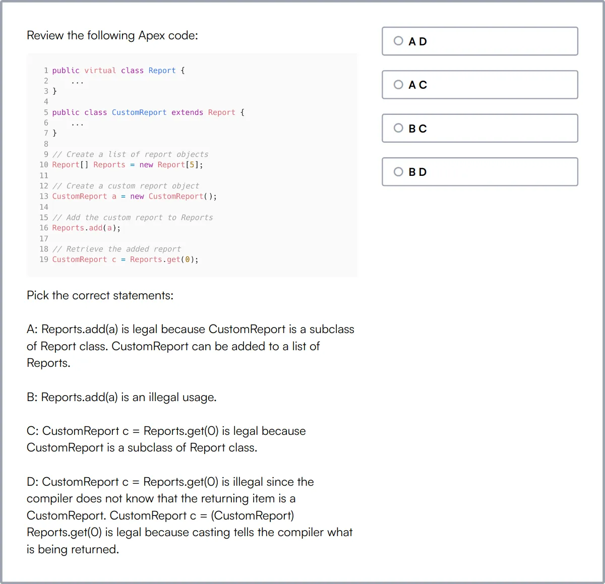 Salesforce Developer Test sample question