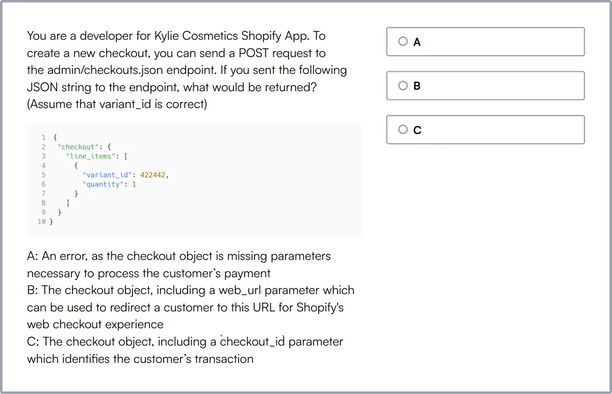 Shopify Developer Test sample question