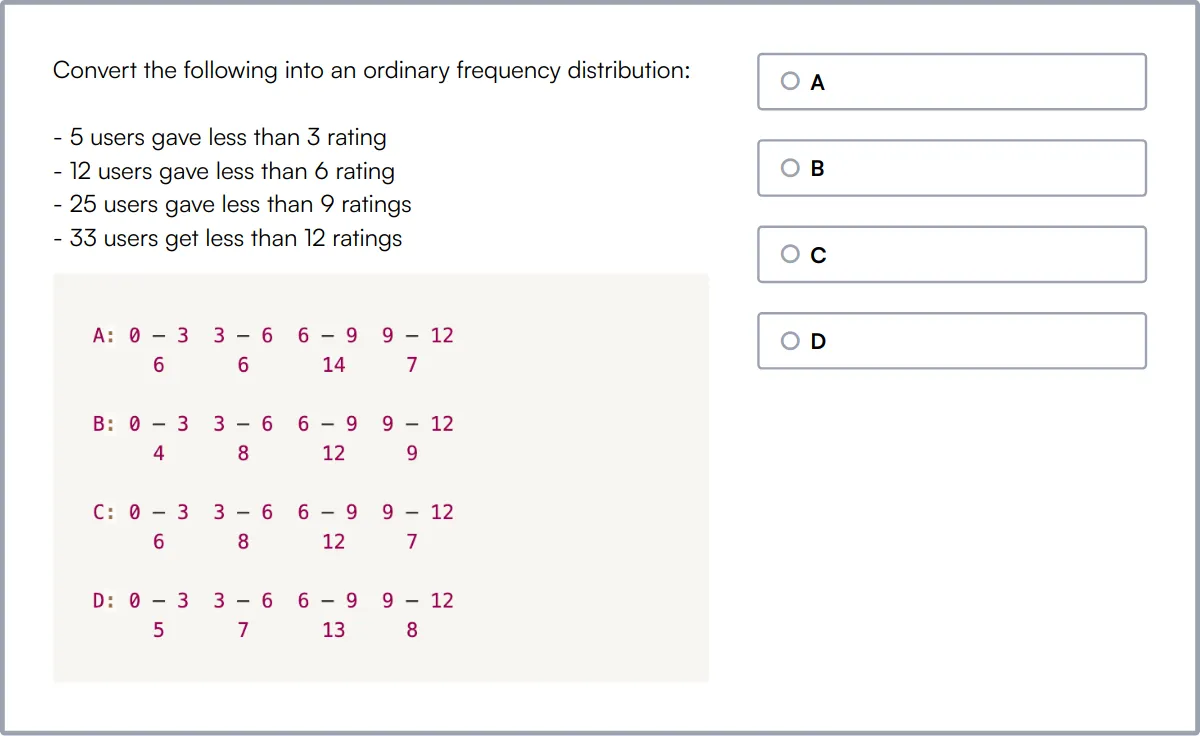 Statistics Test sample question