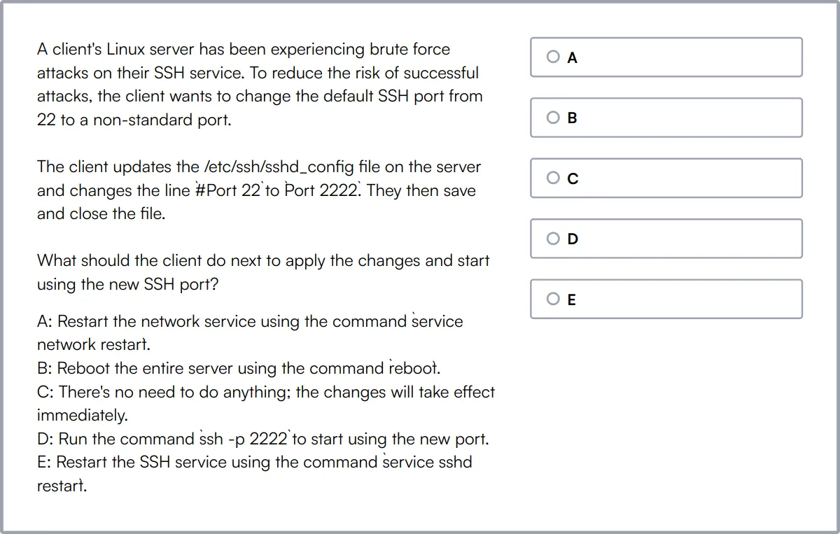 Technical Support Test sample question