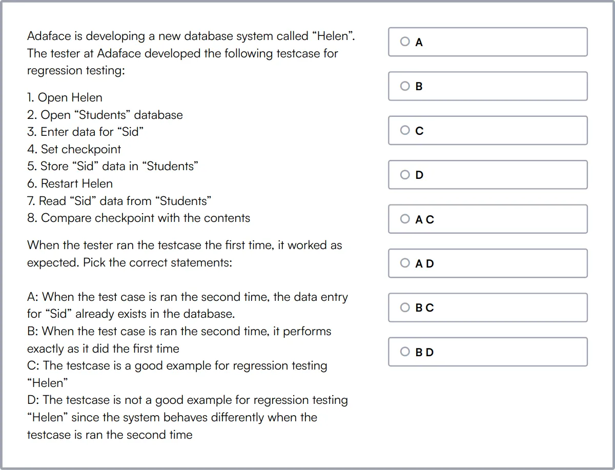 Quality Assurance Aptitude Test sample question