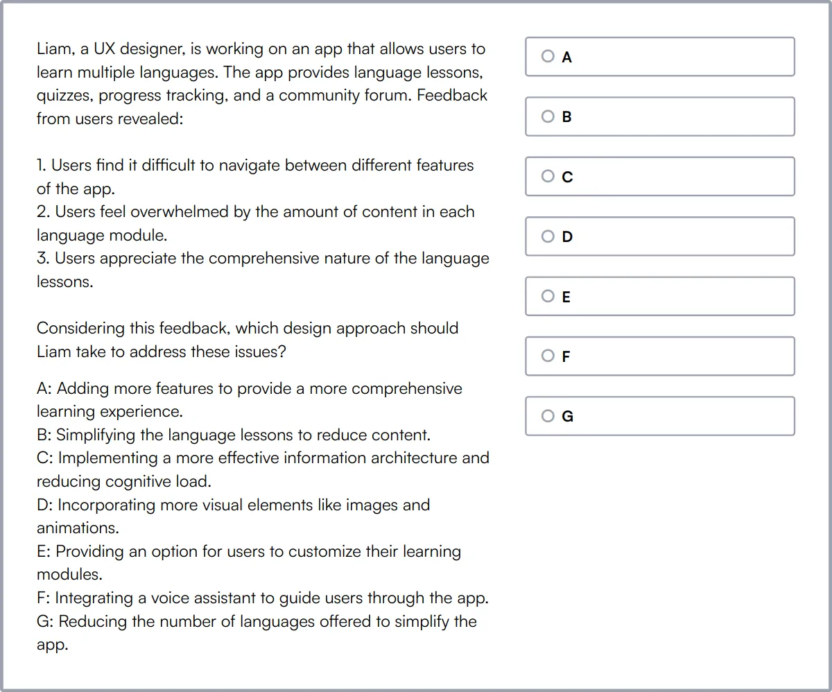 UI/UX Design Test sample question