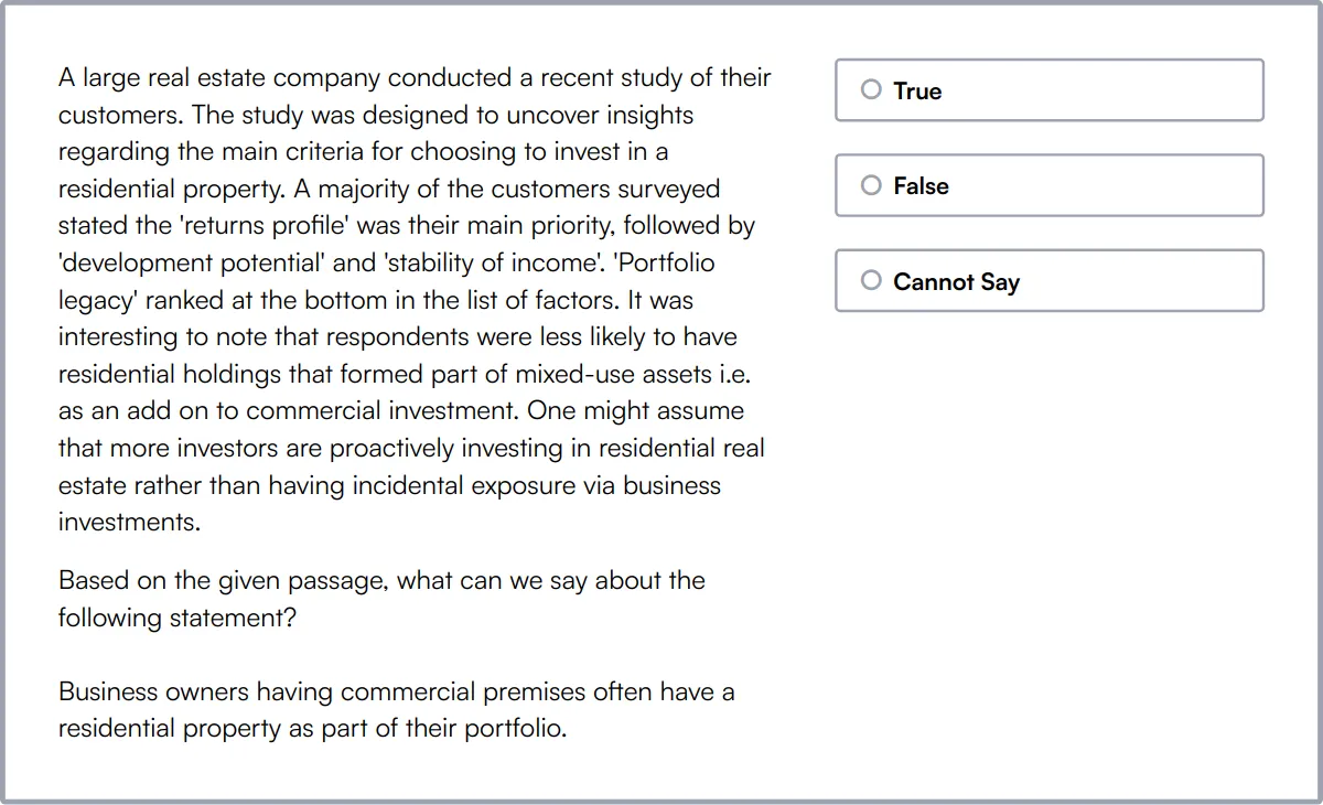 Leadership Psychometric Test sample question