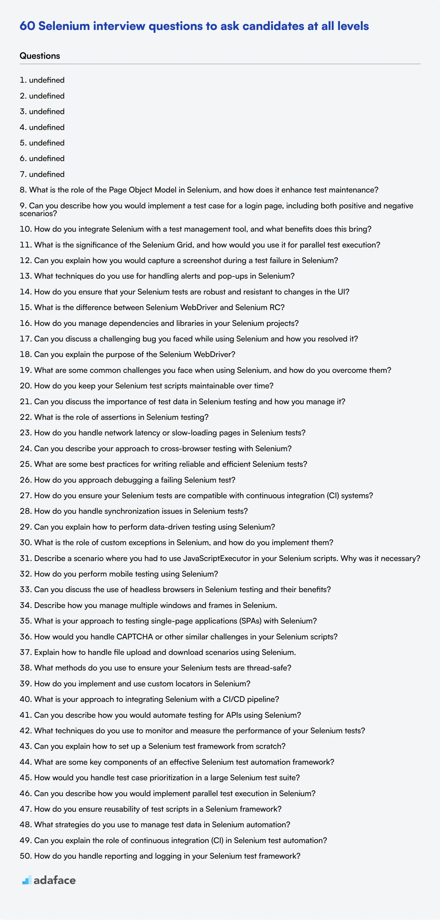 60 Selenium interview questions - Adaface