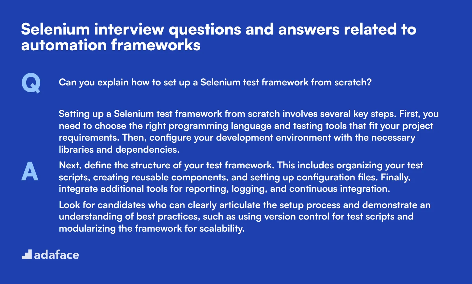 8 Selenium interview questions and answers related to automation frameworks