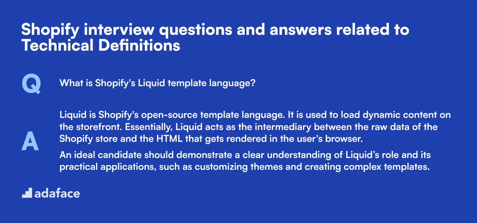 9 Shopify interview questions and answers related to Technical Definitions