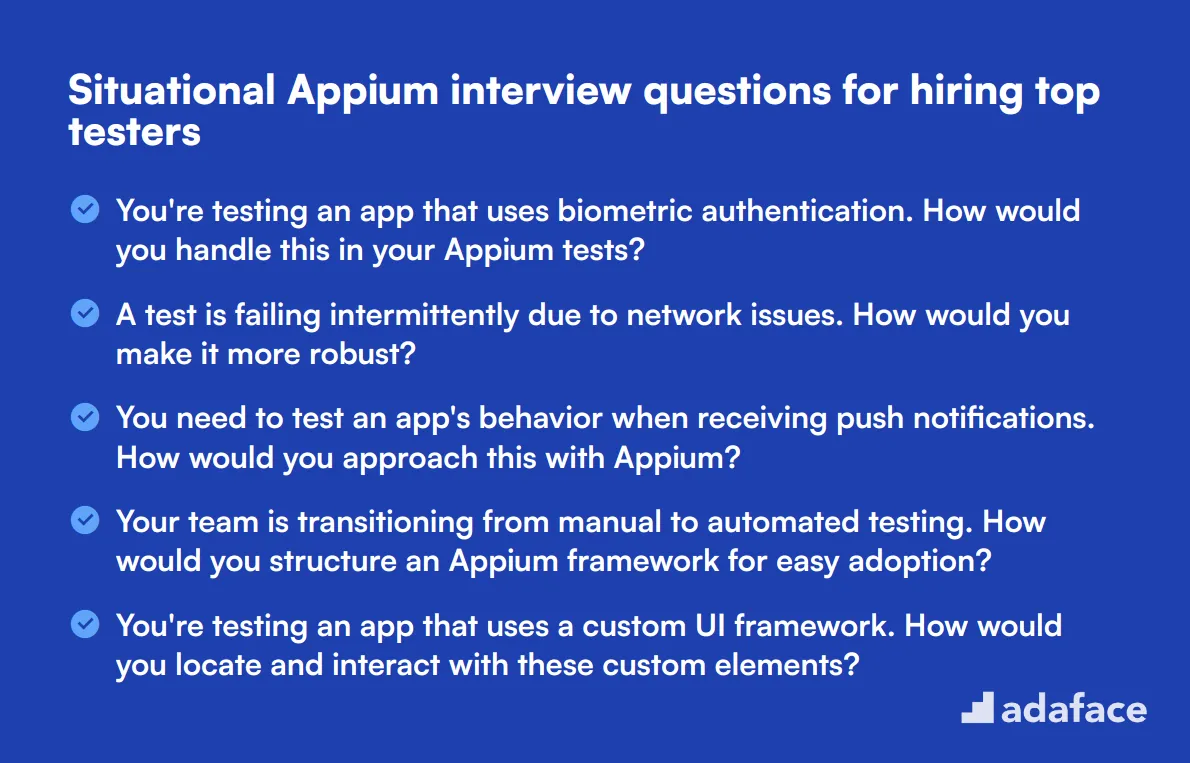 12 situational Appium interview questions for hiring top testers