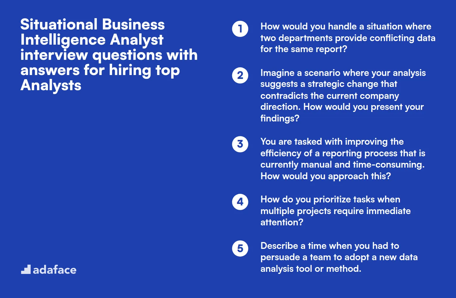 9 situational Business Intelligence Analyst interview questions with answers for hiring top Analysts