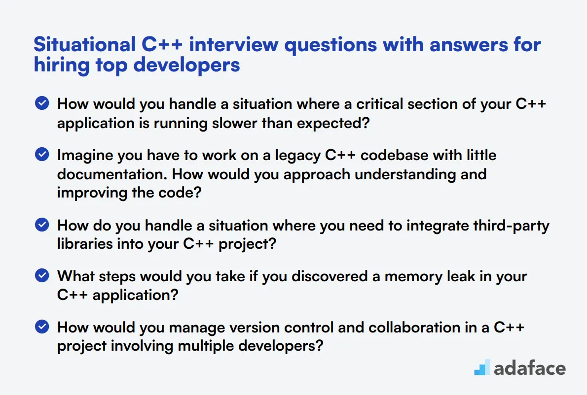 8 situational C++ interview questions with answers for hiring top developers