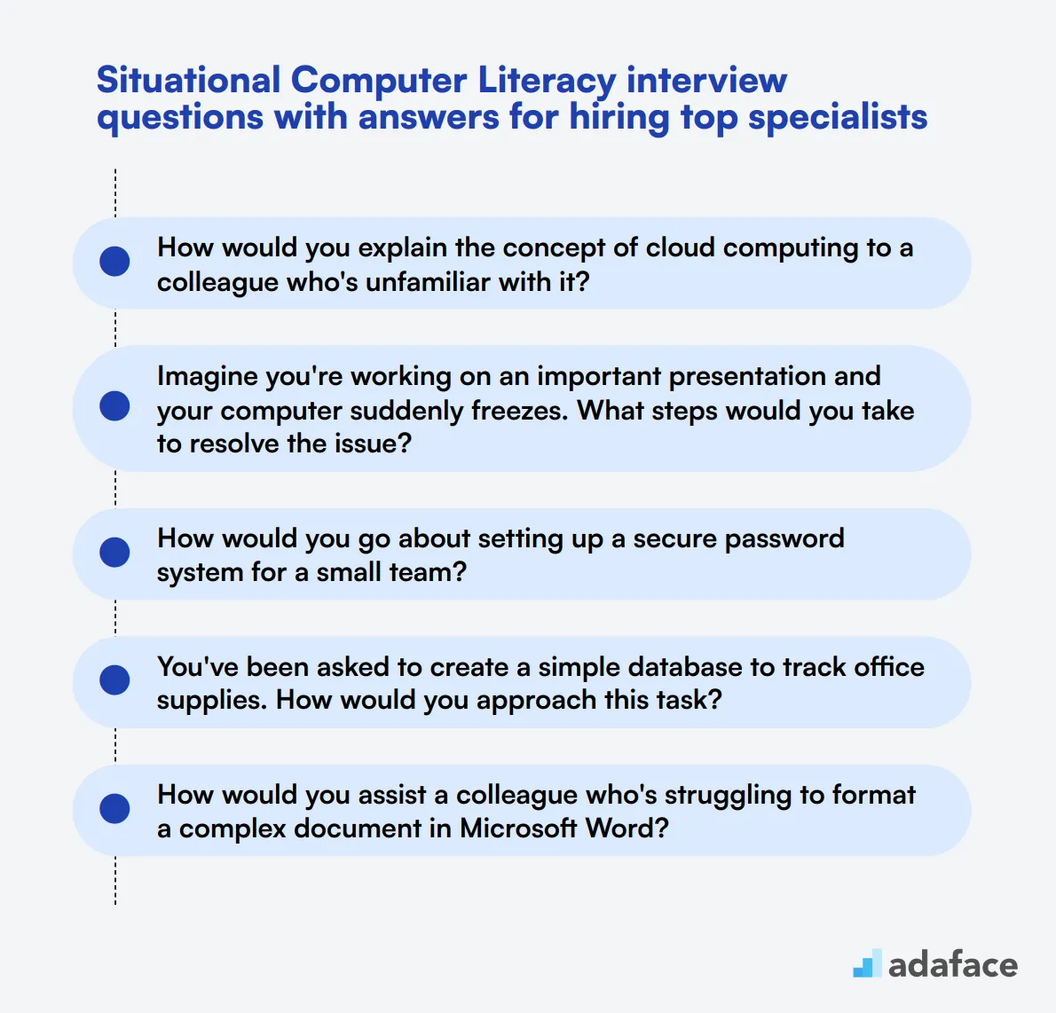 5 situational Computer Literacy interview questions with answers for hiring top specialists