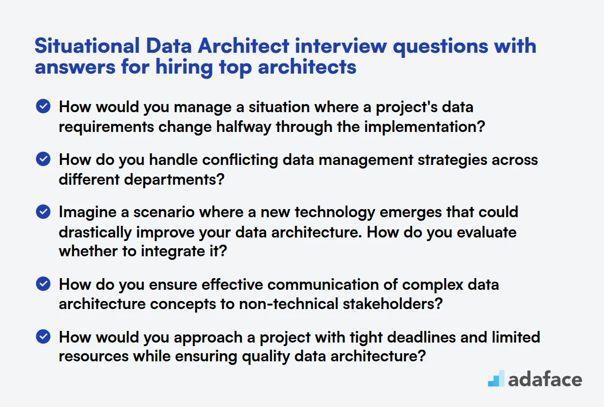 8 situational Data Architect interview questions with answers for hiring top architects
