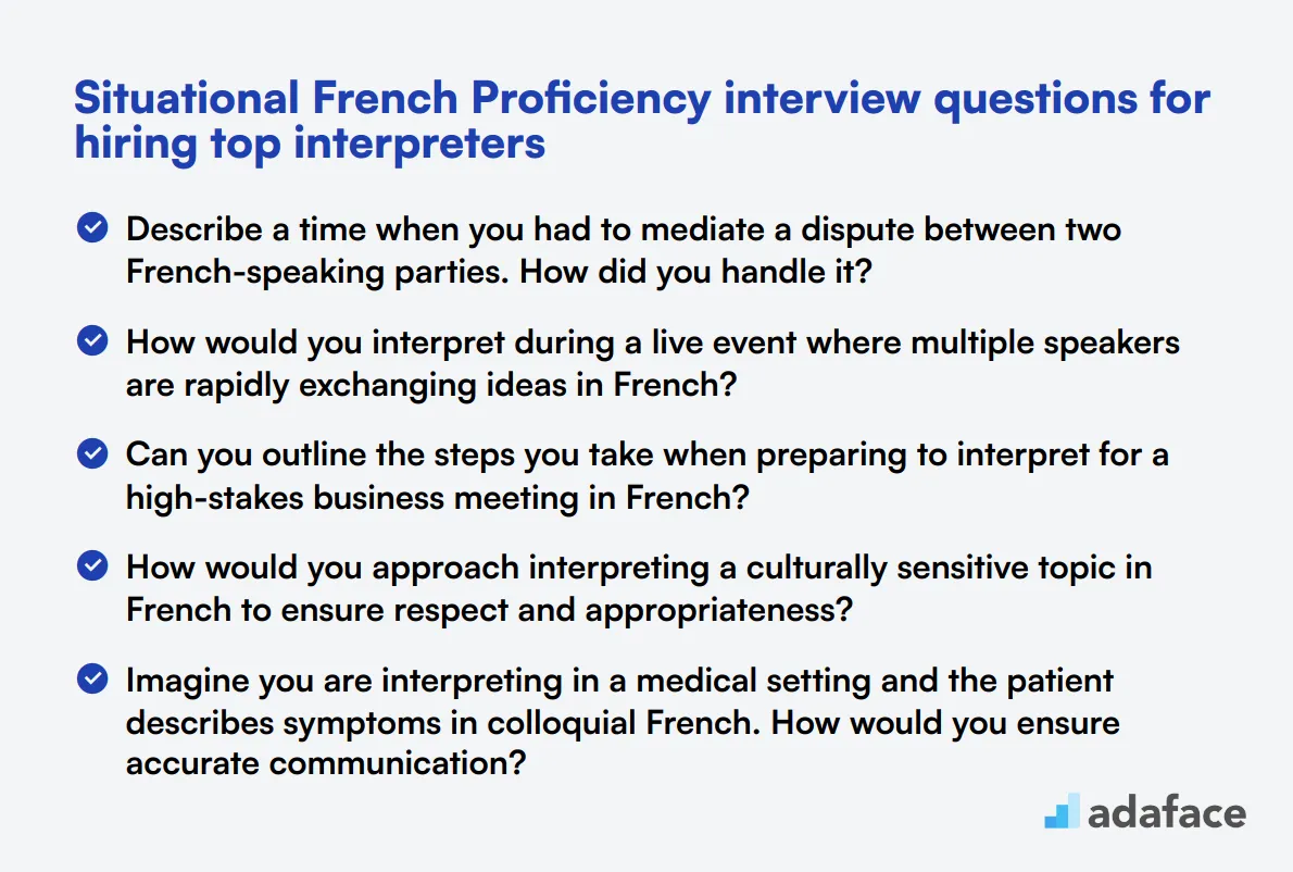 9 situational French Proficiency interview questions for hiring top interpreters