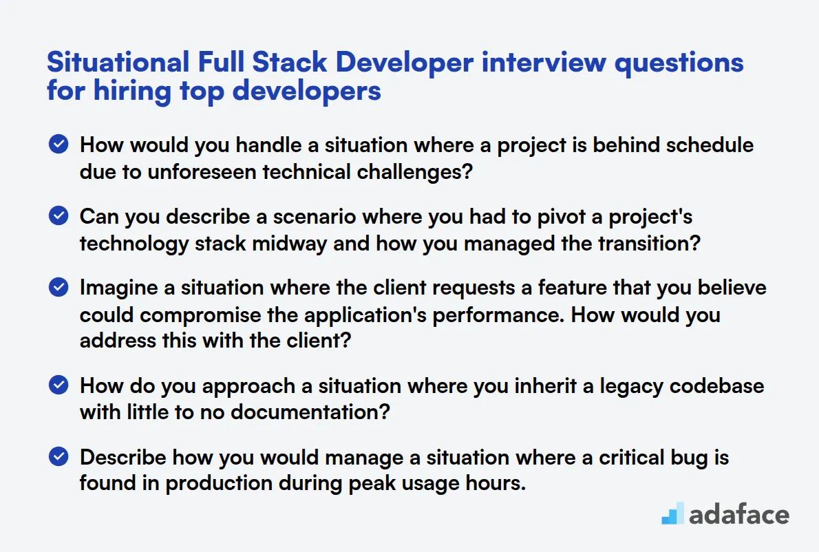 10 situational Full Stack Developer interview questions for hiring top developers