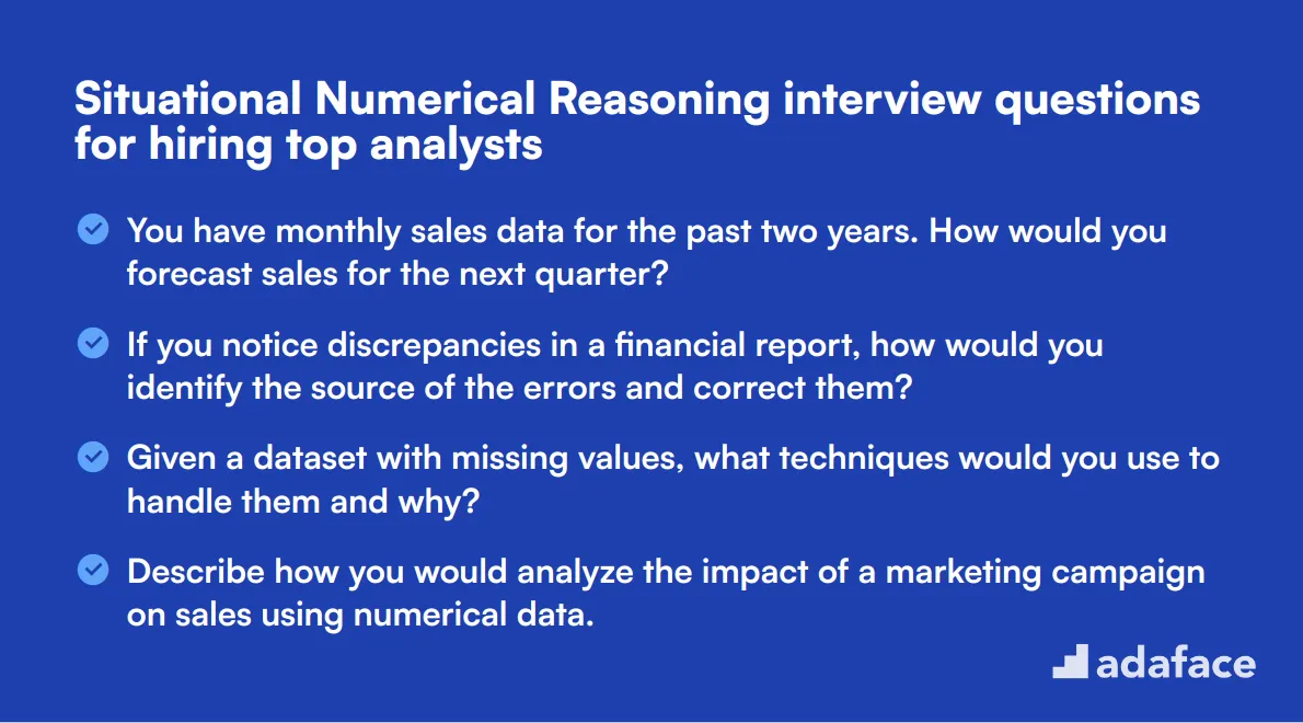 12 situational Numerical Reasoning interview questions for hiring top analysts