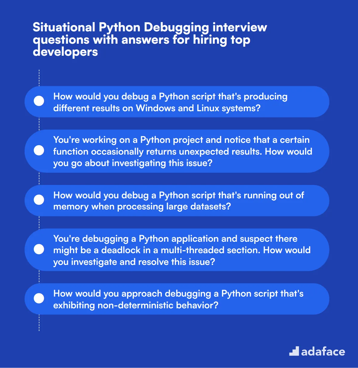 9 situational Python Debugging interview questions with answers for hiring top developers