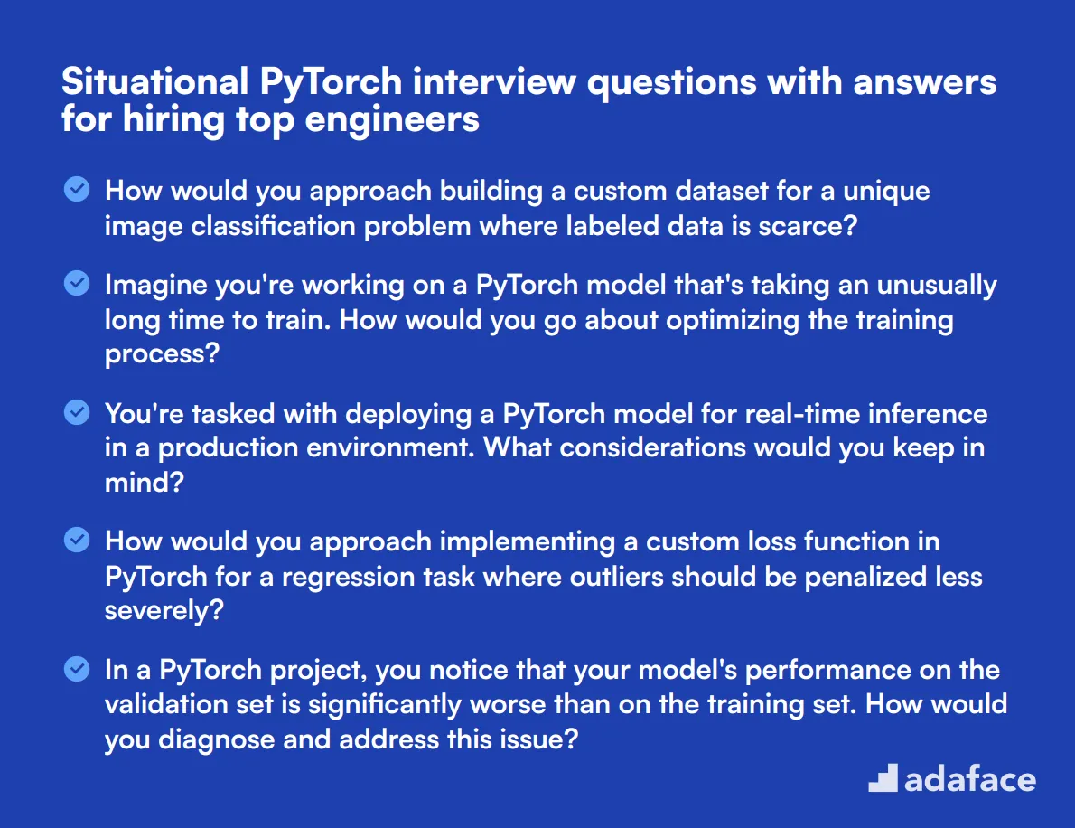 6 situational PyTorch interview questions with answers for hiring top engineers