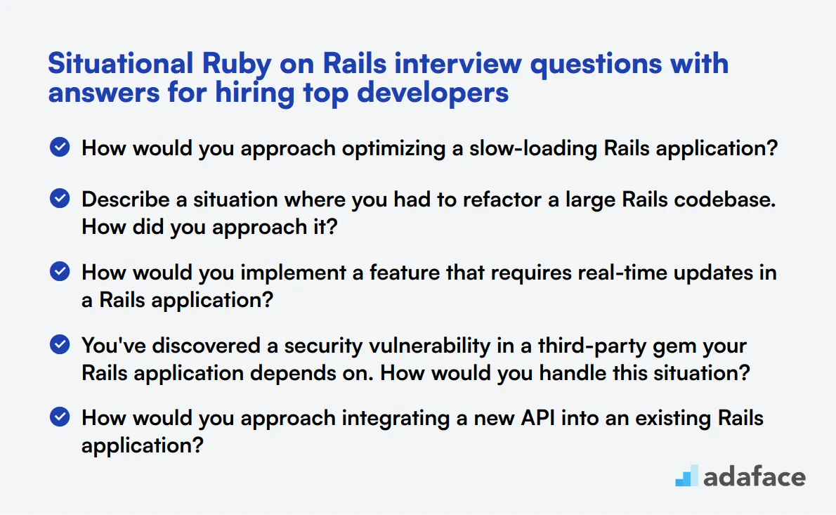 7 situational Ruby on Rails interview questions with answers for hiring top developers