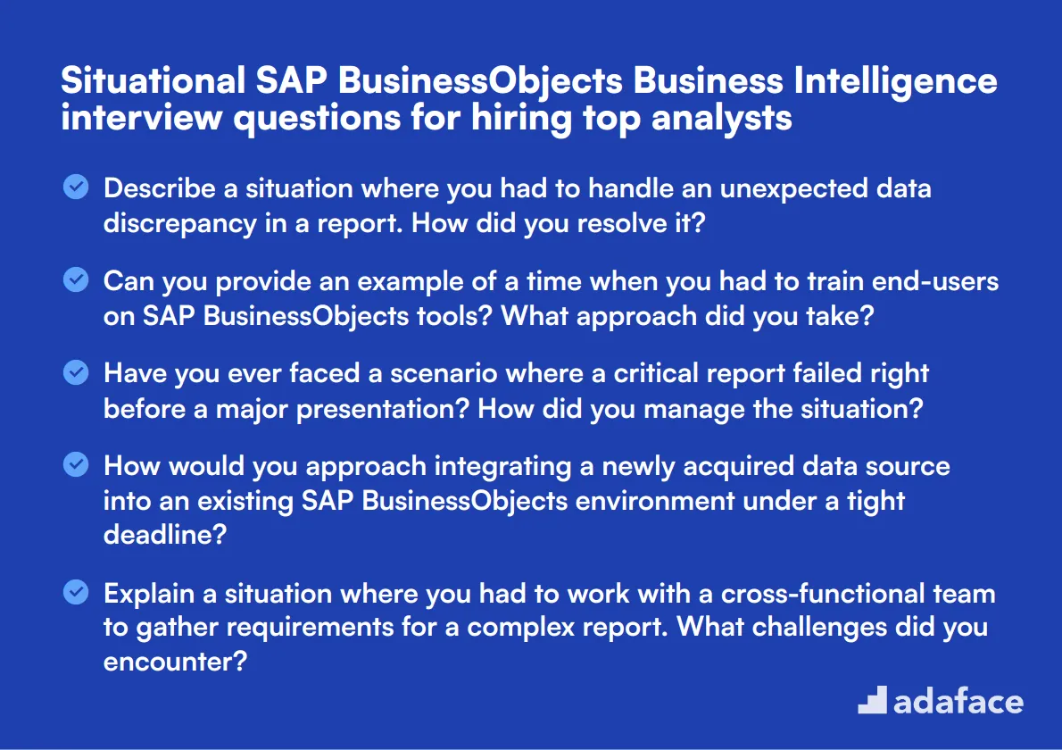 9 situational SAP BusinessObjects Business Intelligence interview questions for hiring top analysts