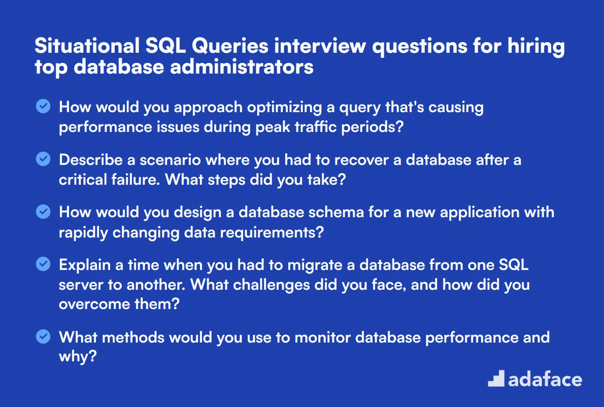 9 situational SQL Queries interview questions for hiring top database administrators