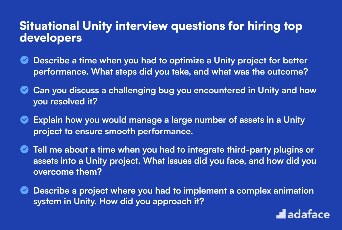 12 situational Unity interview questions for hiring top developers