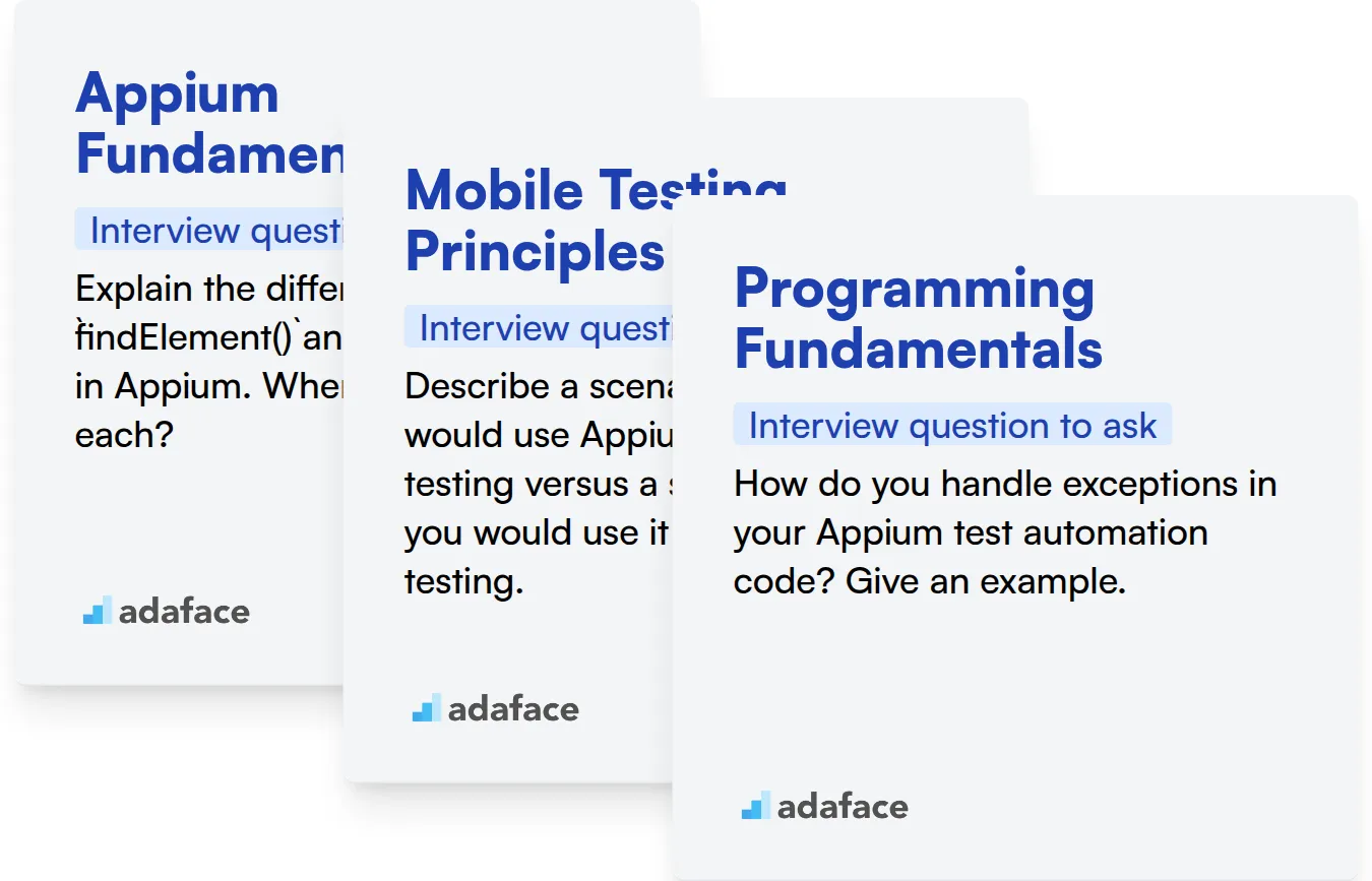 Which Appium skills should you evaluate during the interview phase?