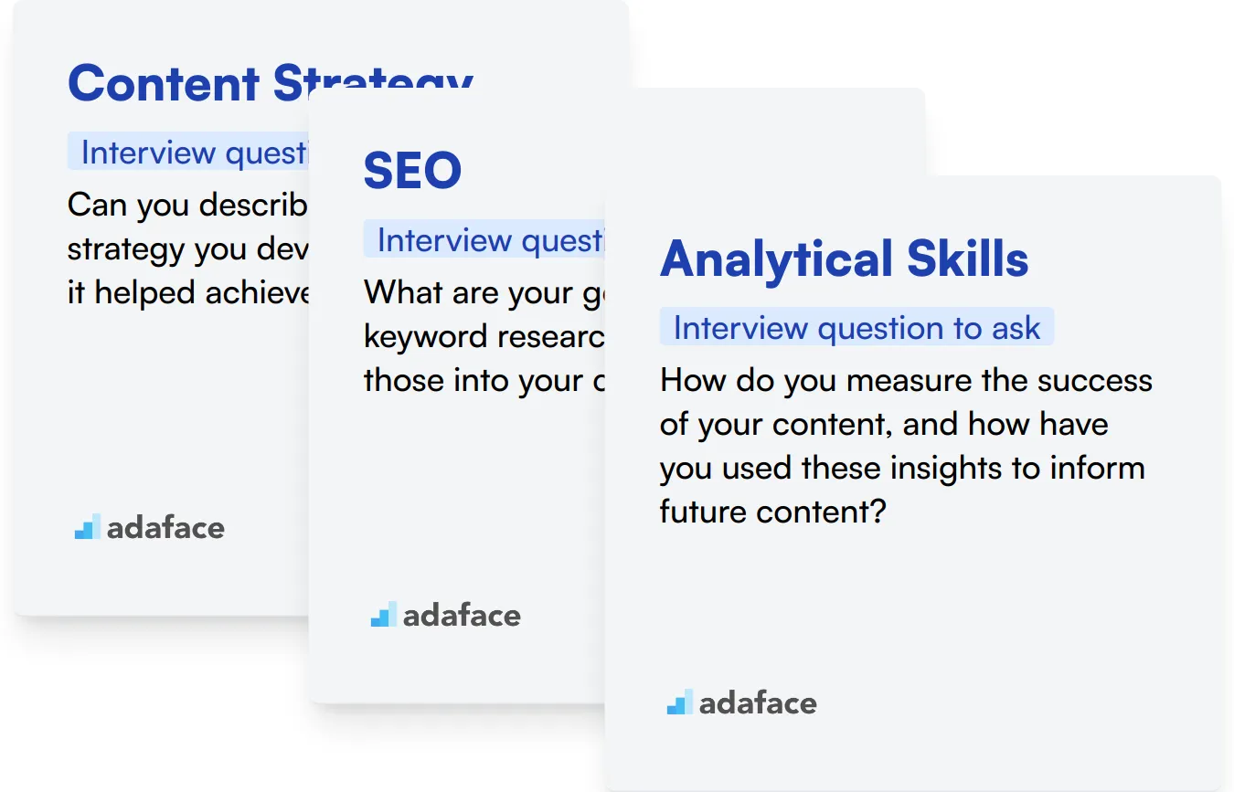 Which Content Marketing skills should you evaluate during the interview phase?