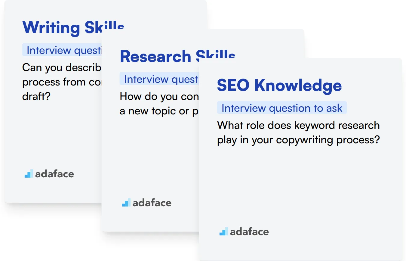 Which Copywriting skills should you evaluate during the interview phase?