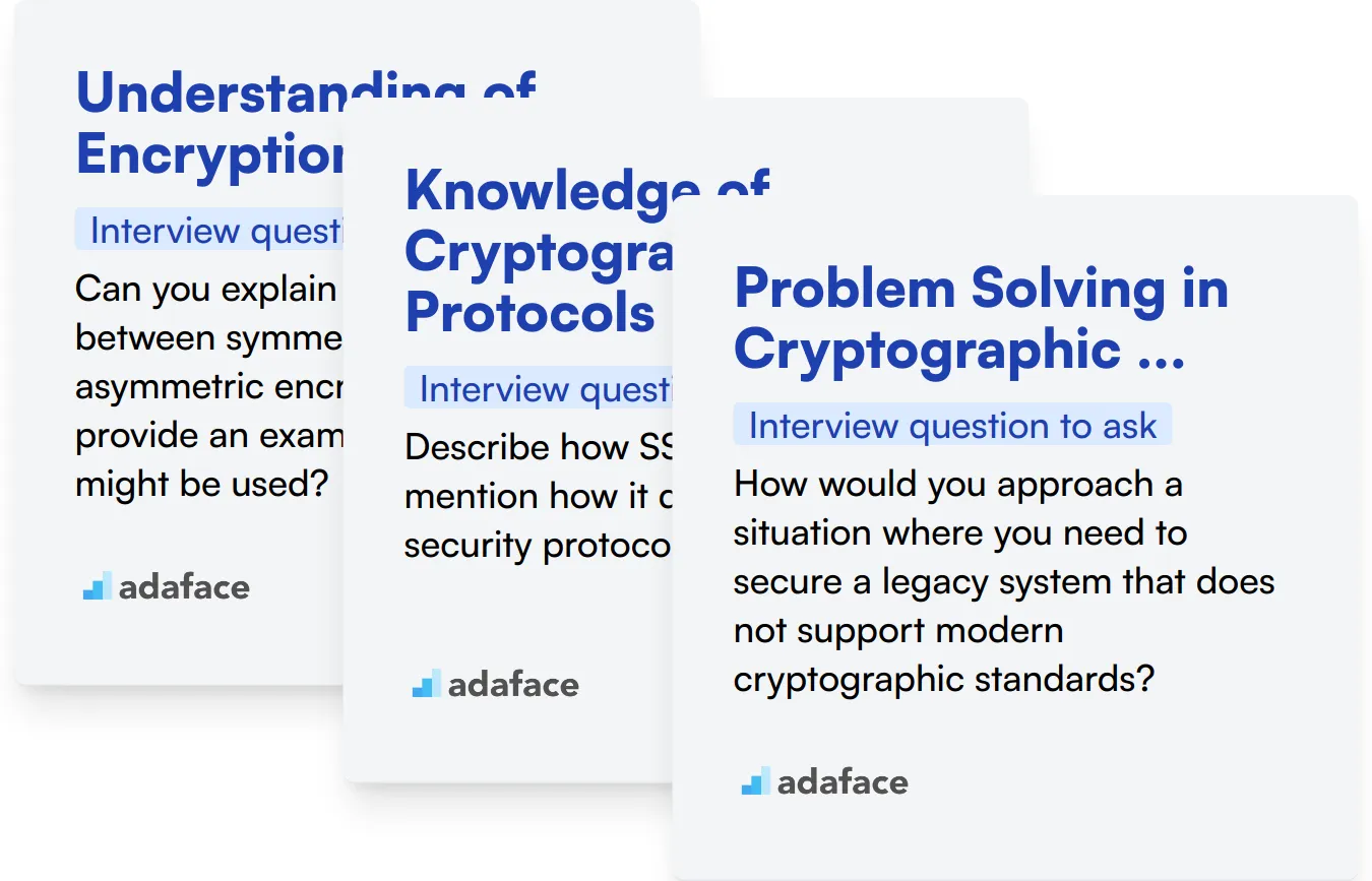 Which Cryptography skills should you evaluate during the interview phase?