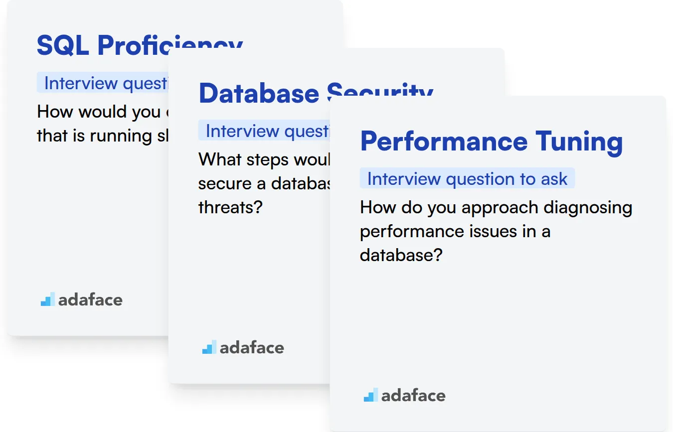 Which Database Administrator skills should you evaluate during the interview phase?